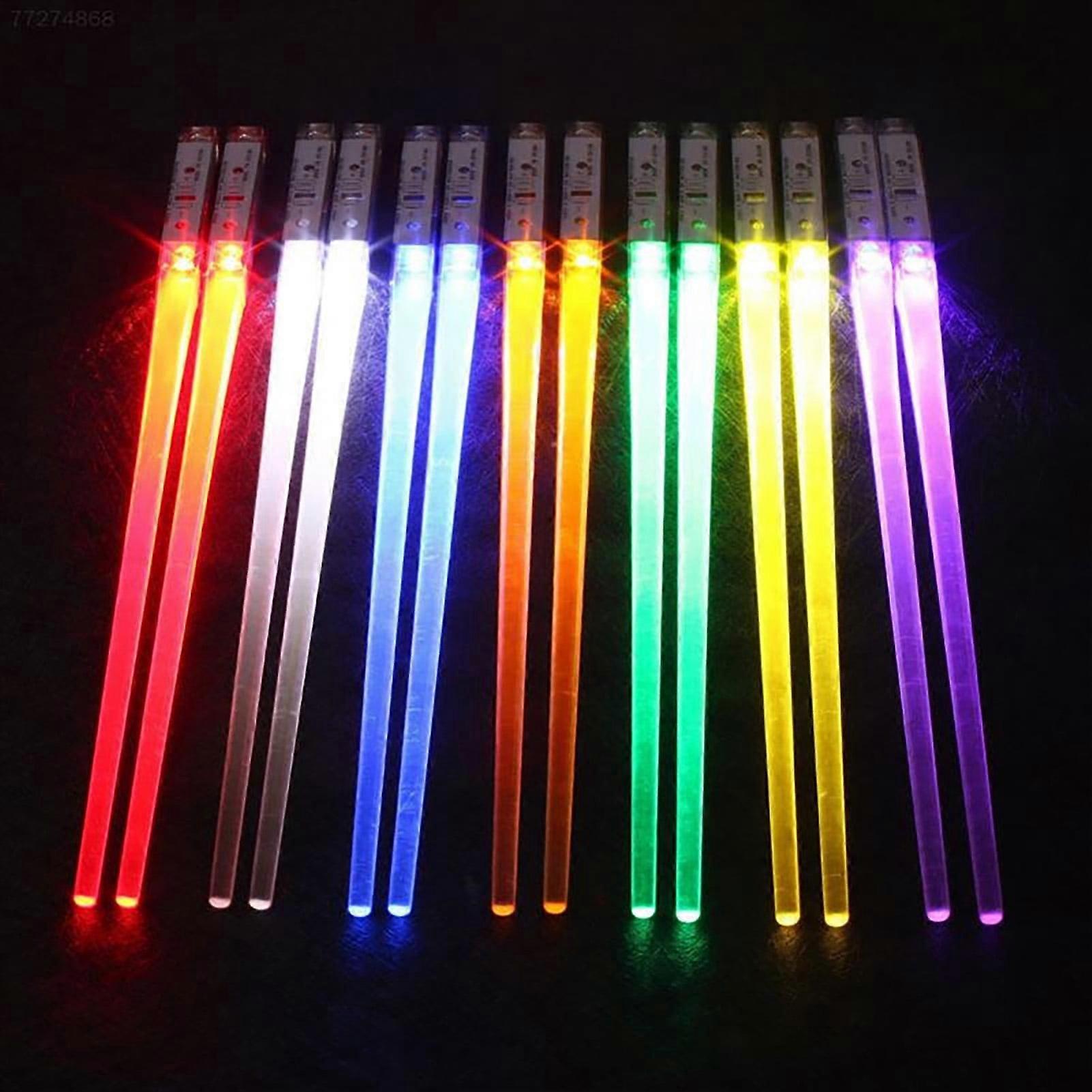 Travelwant Chopsticks Light Up - LED Glowing Light Saber Chop Sticks - Reusable Sushi Lightup Sabers Chopstick