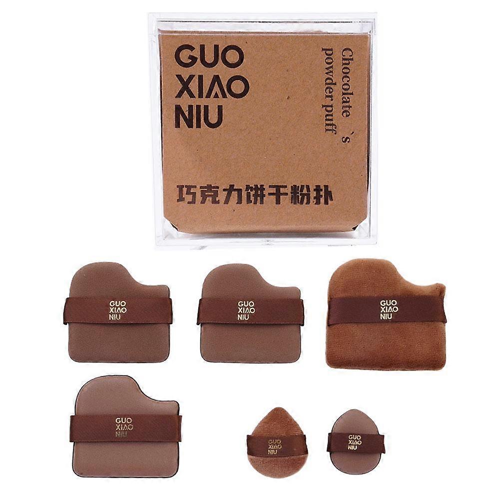 Chocolate Hydrophilic Makeup Sponges 6-Piece Set Expands with Water for Flawless Soft Application