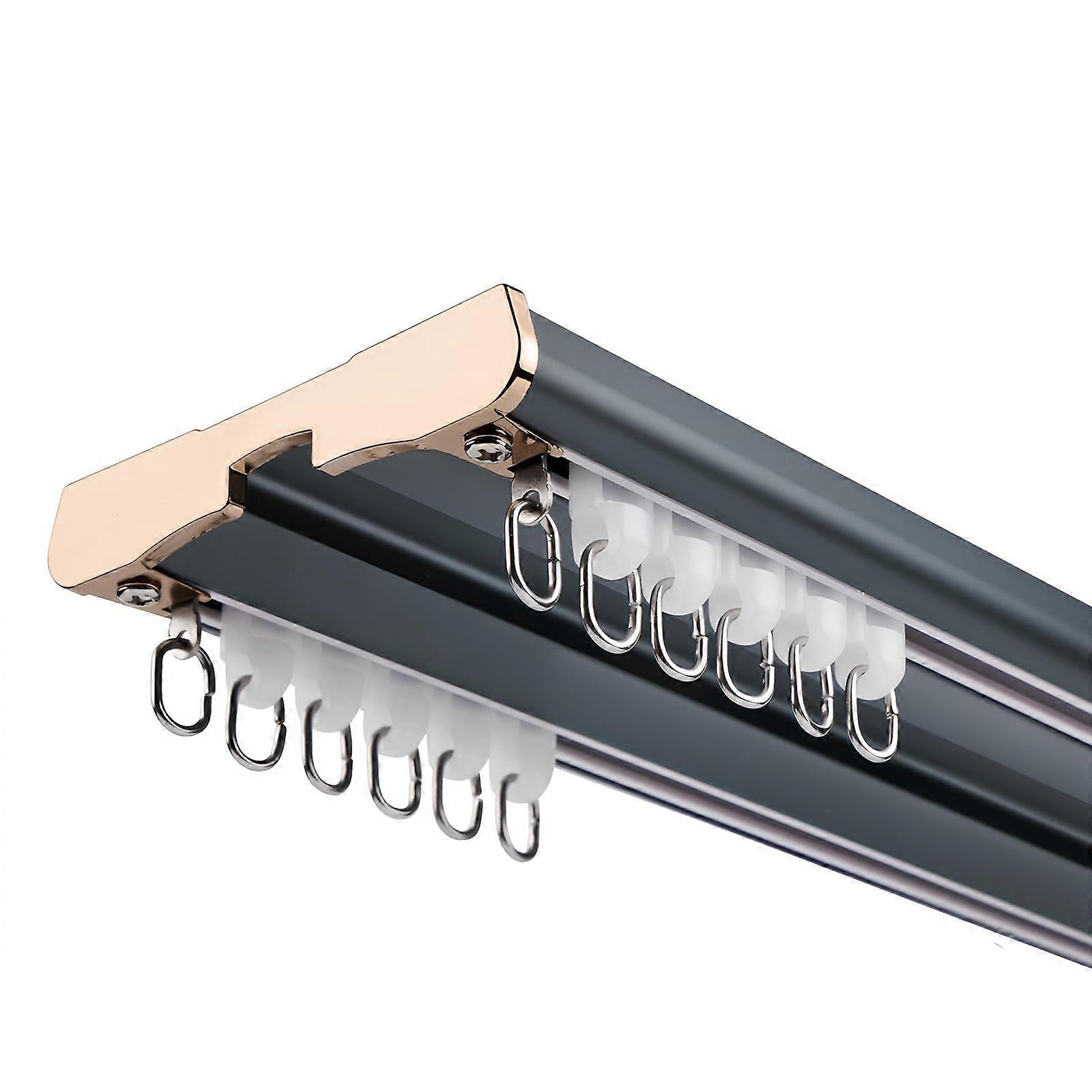 Double Curtain Track Aluminum Ceiling Rail with 90° Corner Bends for Room Divider and Window Privacy (Blue, 440cm)