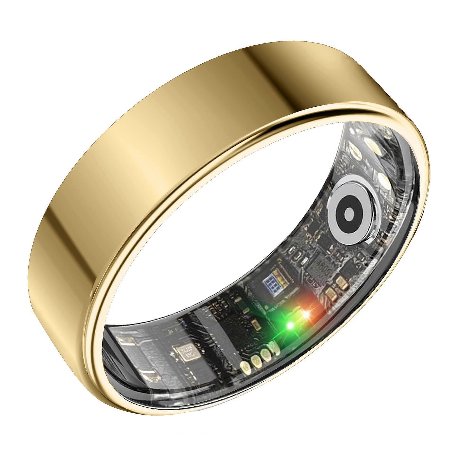 Smart Ring Gen 2 Fitness Tracker with Sleep, Heart Rate, SpO2 Monitor, 5ATM Waterproof for iPhone Android Gold