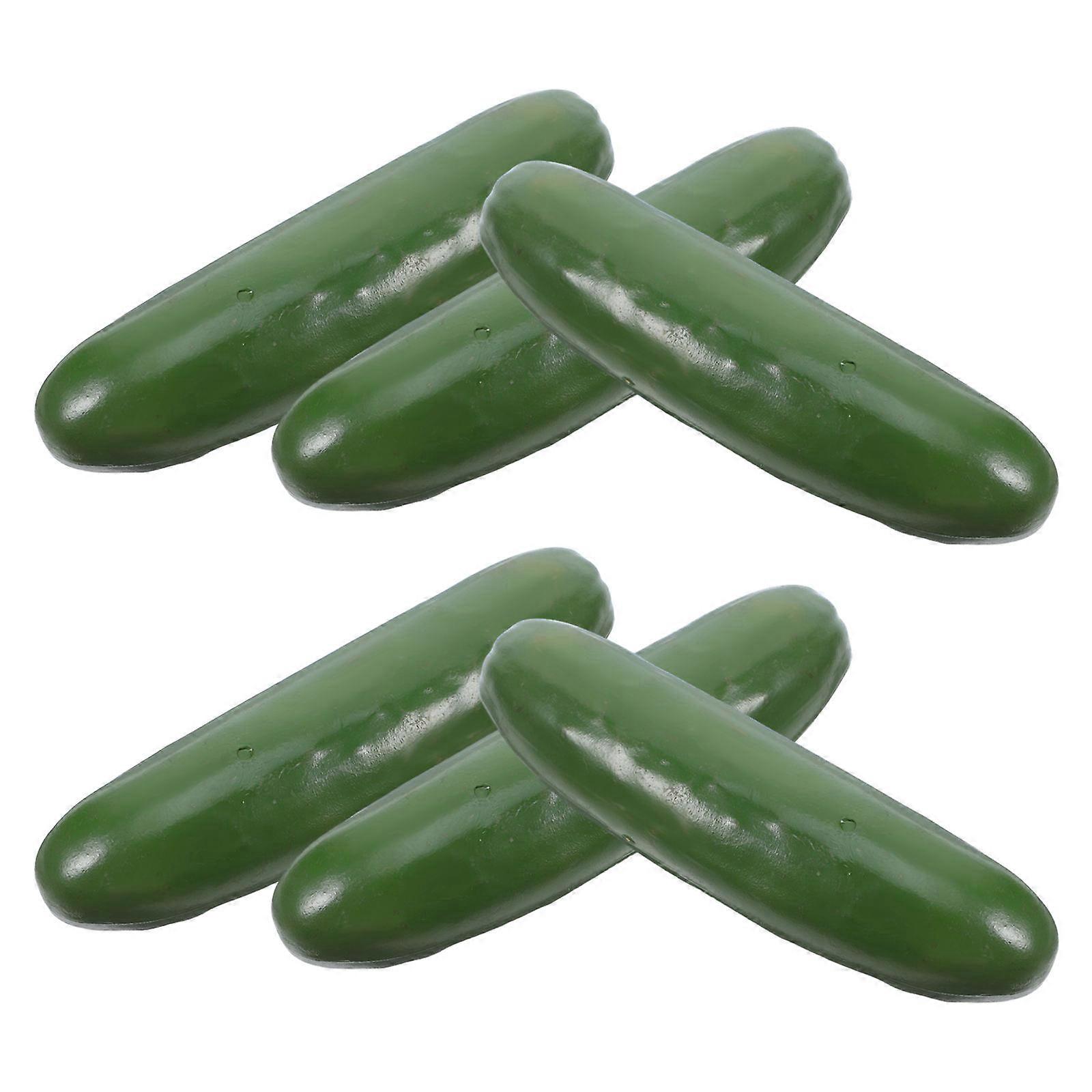 Green Simulation Cucumber Plastic Artificial Vegetables for Playing 6Pcs