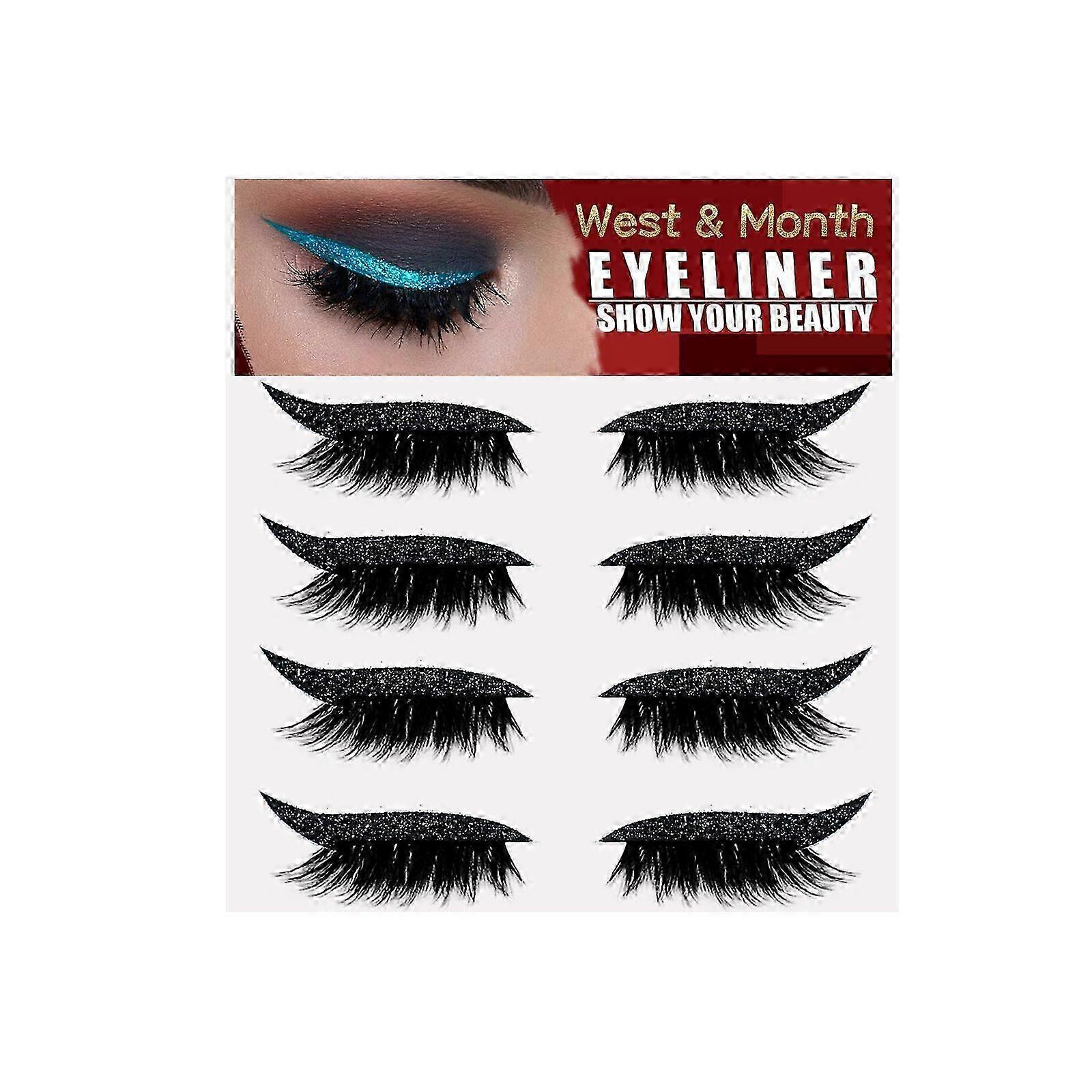 4 Pairs SelfAdhesive Eyelash Eyeliner Stickers  GlueFree, Easy Application, Curling False Lashes