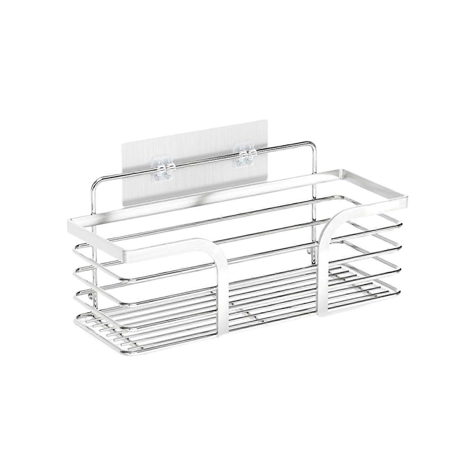 Bathroom Shower Organizer Stainless Steel Adhesive NoDrill Wall Mounted Storage Rack for Small Spaces