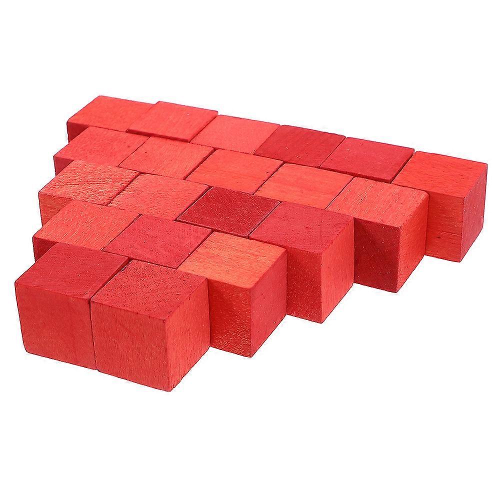 Wood Blocks for Crafting Square Blocks 150Pcs DIY Handmade Red