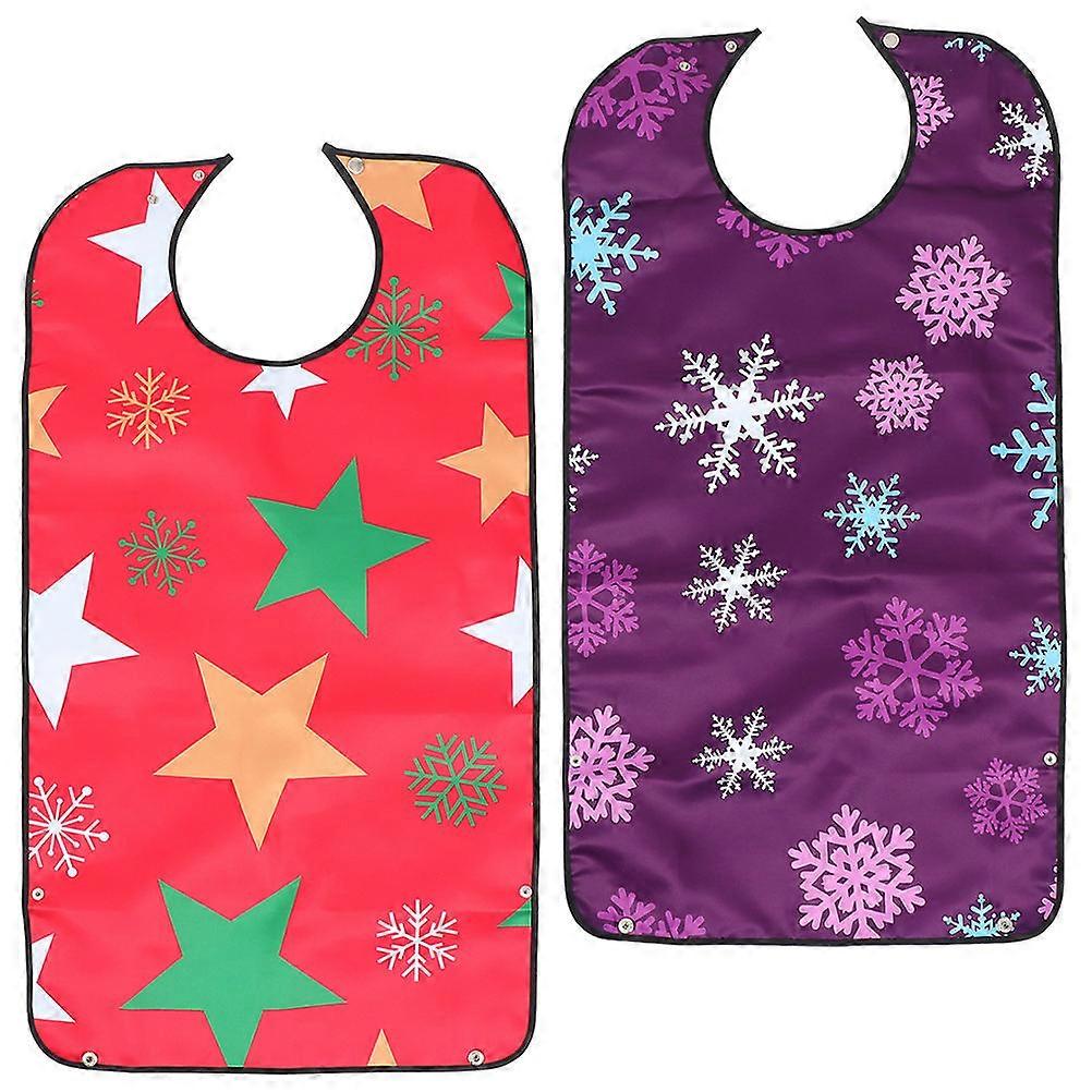 2Pcs Christmas Adult Bib for Eating Adjustable Strap Polyester Material