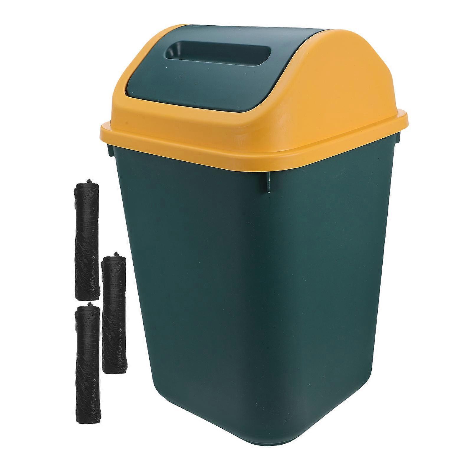Plastic Garbage Can Swing-Top Trash Can for Kitchen Use with Lid