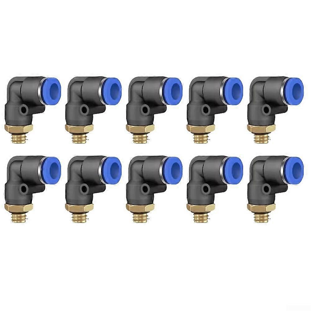 PL4 M5 Quick Connect Hose Connectors, 10Pc,  And Nylon Tube, Leakproof Thread Coating, Elliptical Release Ring, Blue