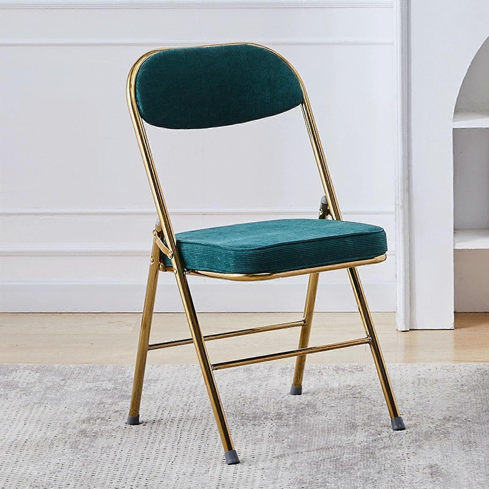 Velvet Upholstered Folding Chair with Triangular Frame and AntiSlip Base for Conference or Home