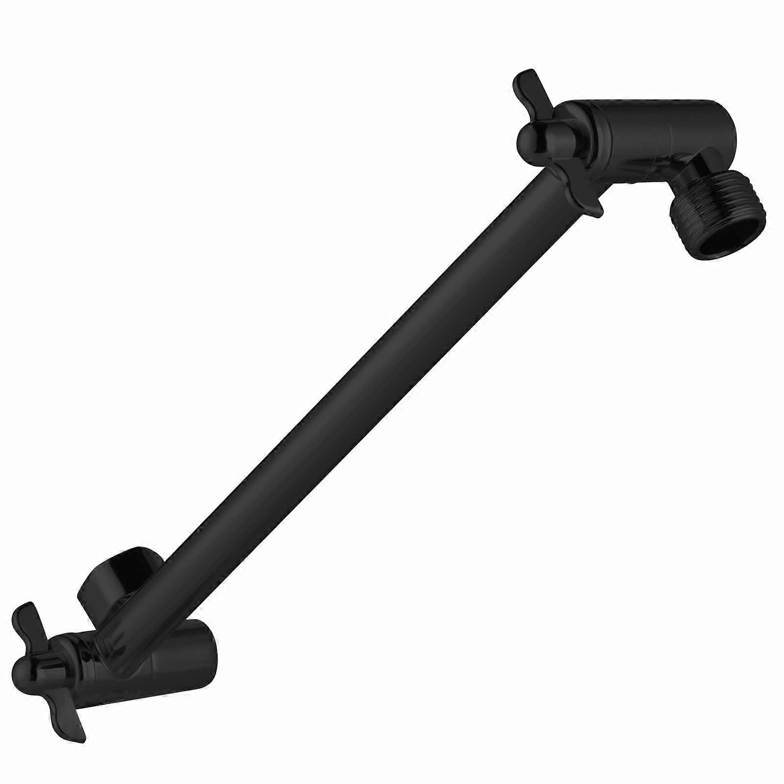 Shower Head Extension Arm 11 inch Solid Brass Matte Black Adjustable Height and Angle Universal Fit