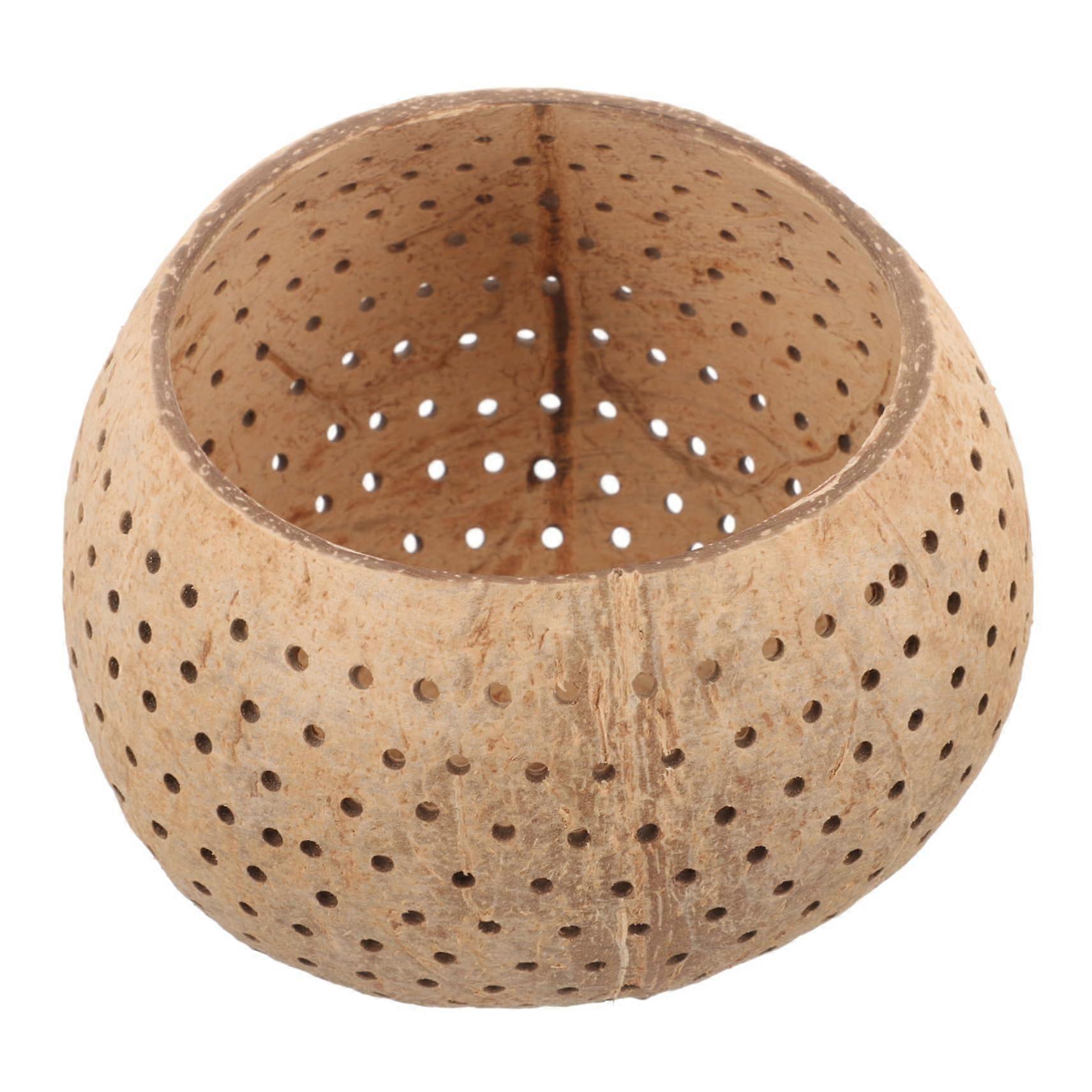 Rustic Hollow Candle Holder Bowl with Elegant Coconut Shell Design for Tabletop Decor and Snacks