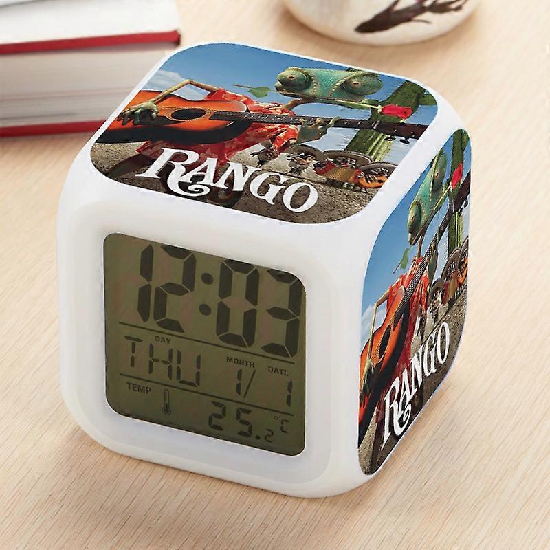 Lango LED Seven-Color Changing Square Clock Creative Desktop Silent Alarm Clock