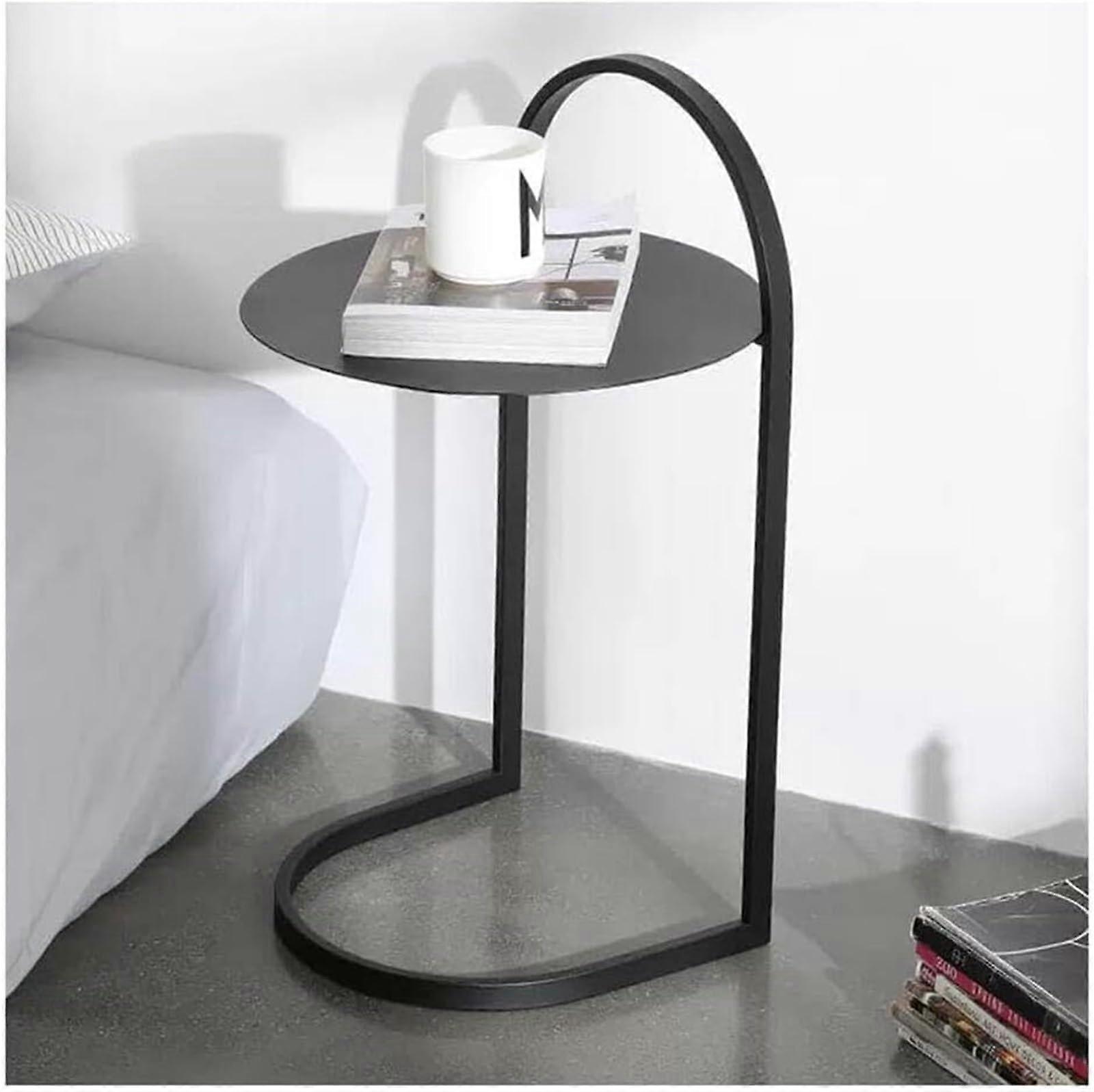 Black Metal Side Table with Stable Modern Frame, Compact End Table for Living Room or Bedroom