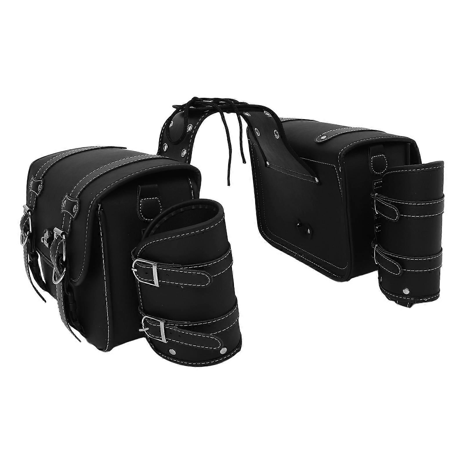 Universal Motorcycle Saddlebag Rectangular Retro Tool Holding Storage Black 31.00X22.00X14.00CM 1 Pair