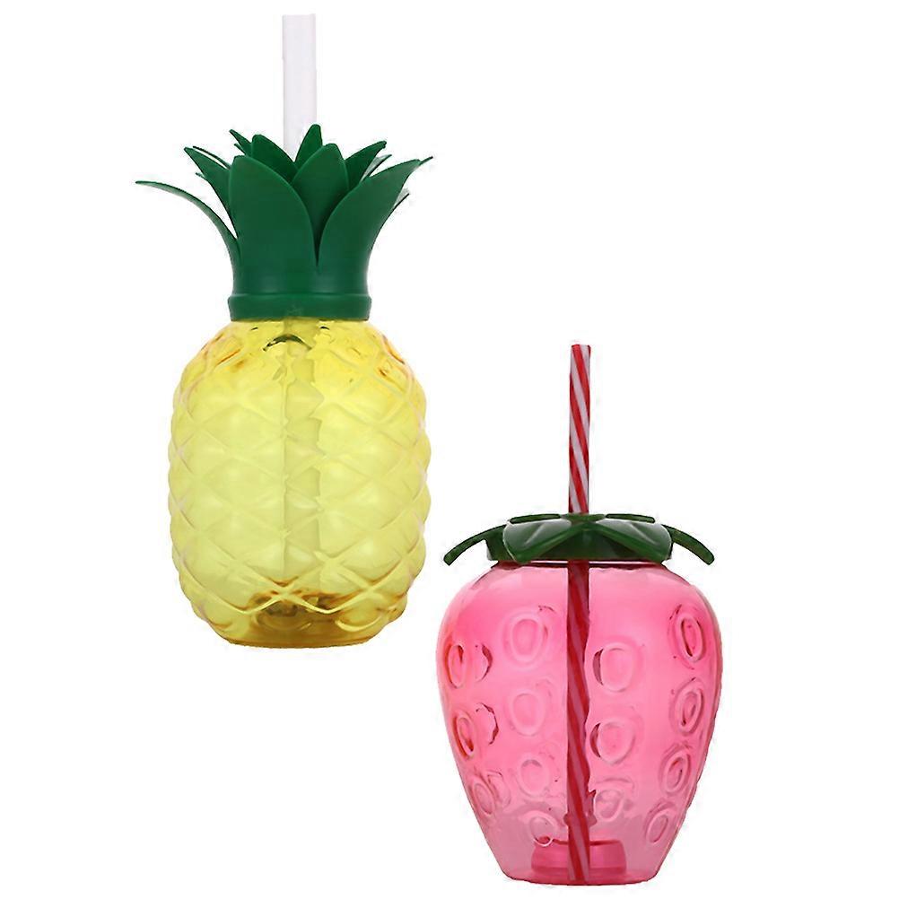 Pineapple Strawberry Cups Plastic Party Cups for Drinking Use 2Pcs Set