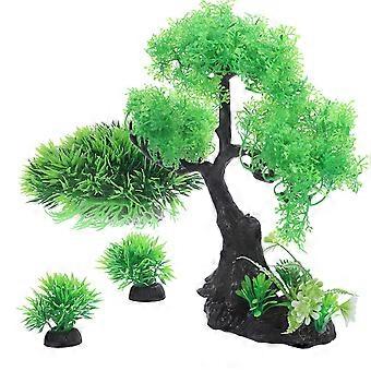 Fake Plants Decor for Fish Tank Aquarium with 1Set Underwater Plant Kit