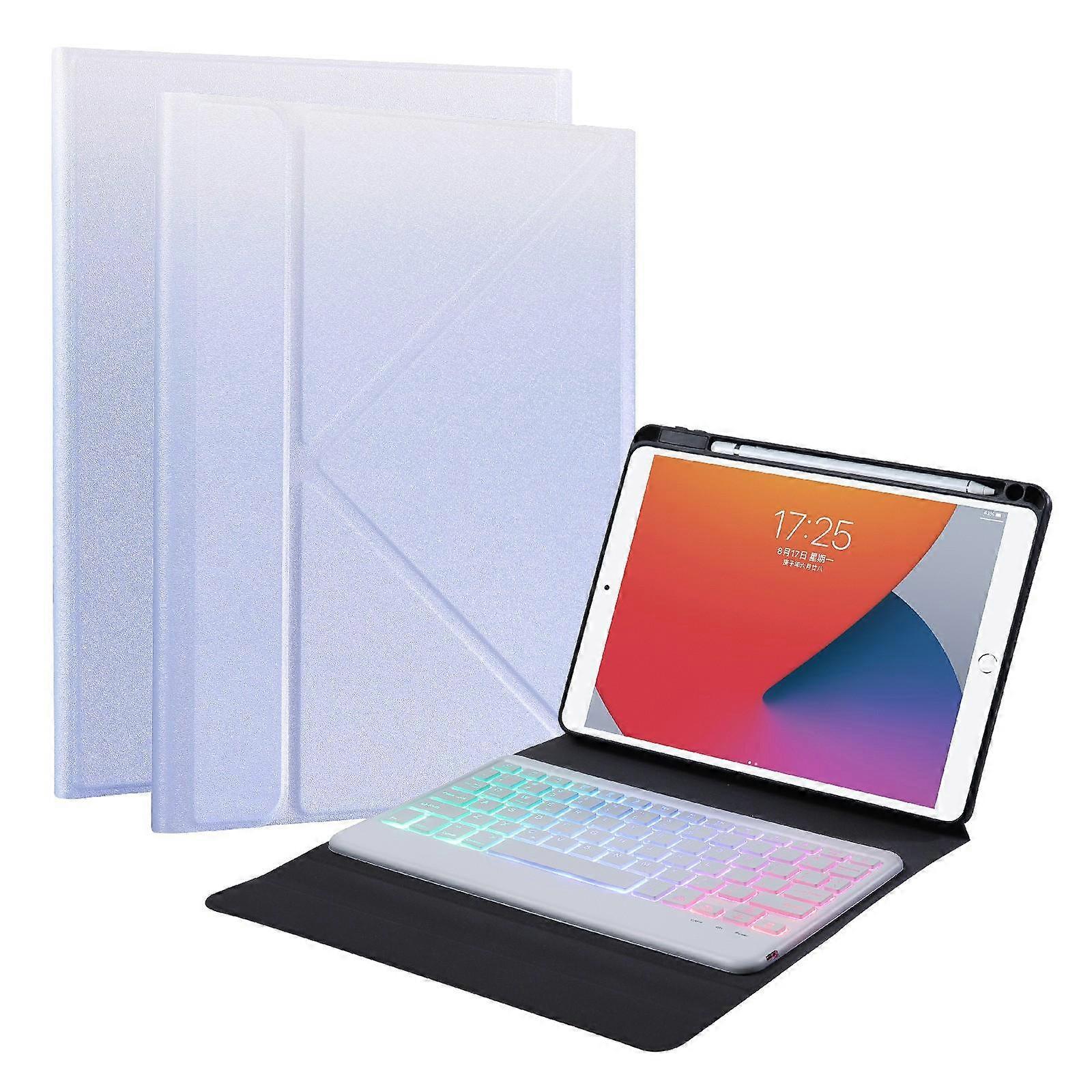 B07S Bluetooth-compatible Keyboard with Triangle Support Stand Leather Case [with Backlit] for iPad 