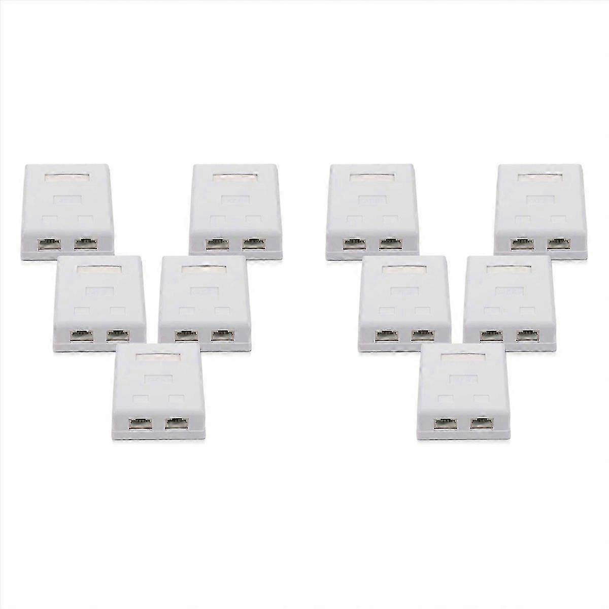 10X RJ45 Network Socket - Shielded Mounted Double Wall Socket with CAT6A Ethernet LAN Cable Port