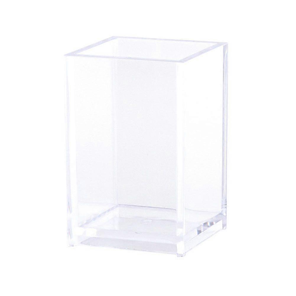 1pc Transparent Square Pen Holder Desktop Storage Box Makeup Brush Container