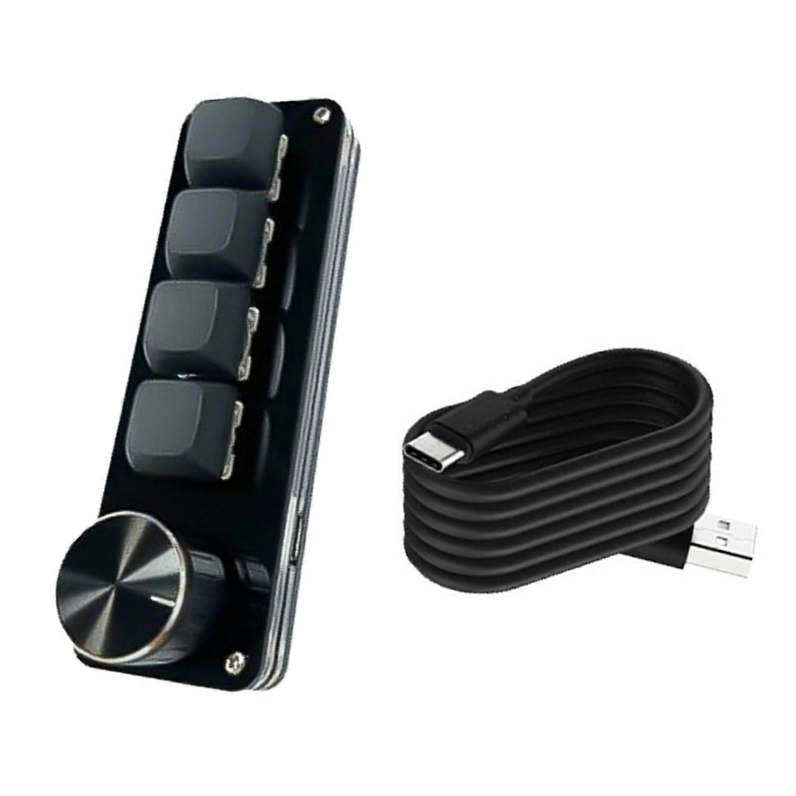4Key Mechanical Macro Keypad with Programmable Keys and Knob, Hot Swappable USB Gaming Keyboard