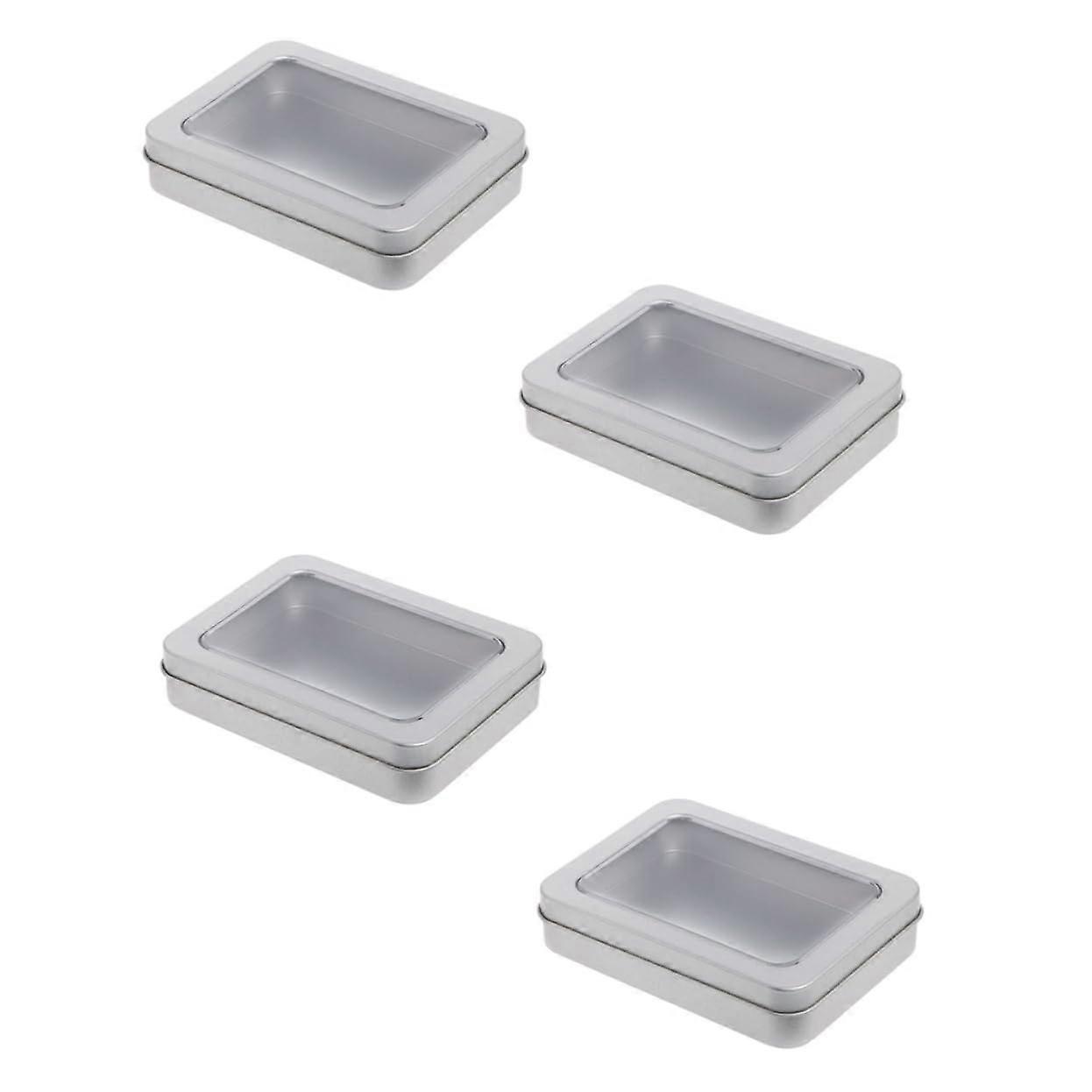 4pcs Metal Storage Tins with Lids Rectangular Tinplate Boxes for USB Drives and Cigarettes