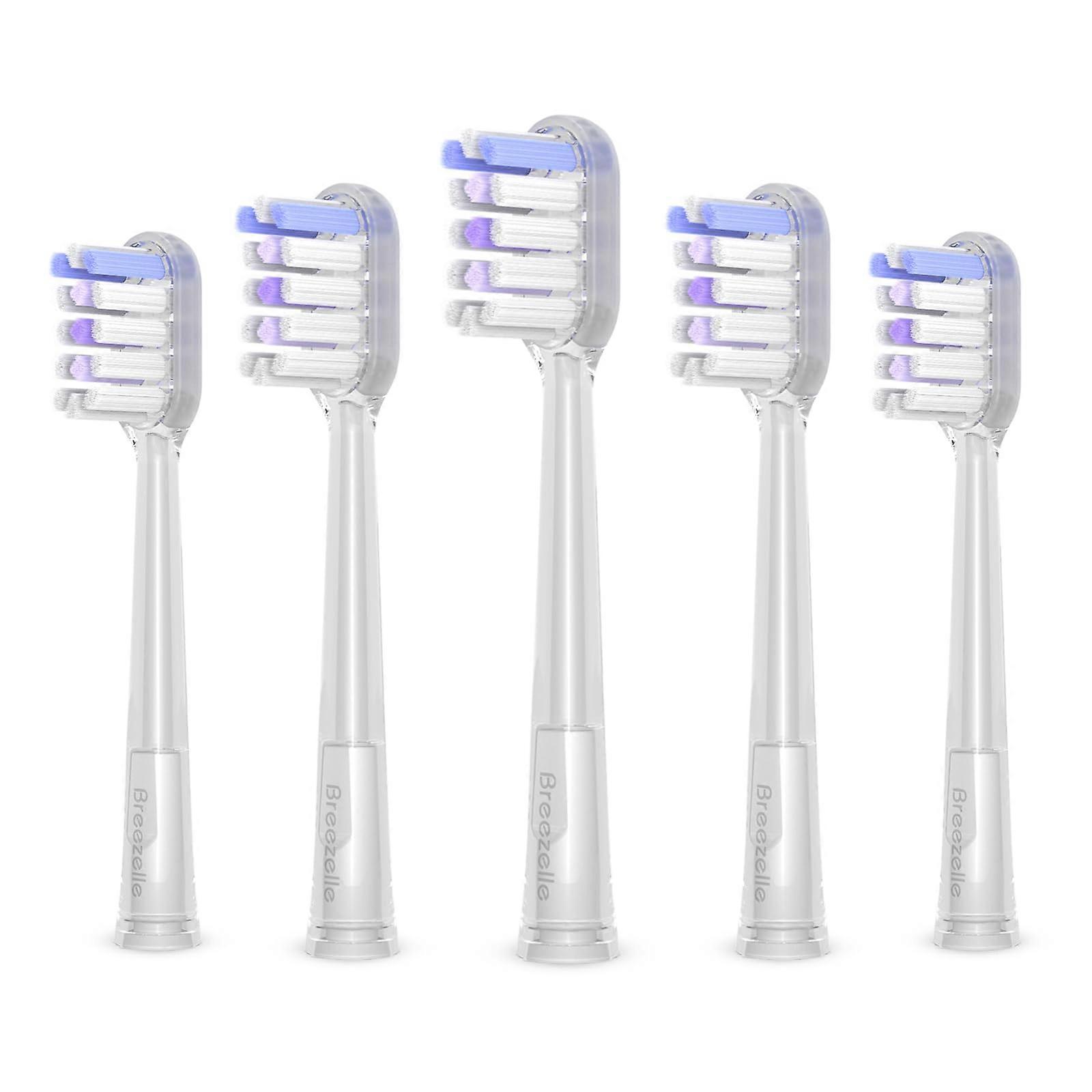 5 Pack Replacement Toothbrush Heads with Soft WShaped Bristles for Deep Cleaning and Sensitive Teeth