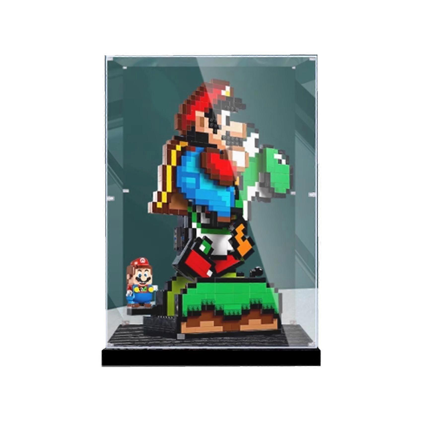 Acrylic Display Case for  71438 Model, Dustproof Clear Box with Wood Grain Raised Base