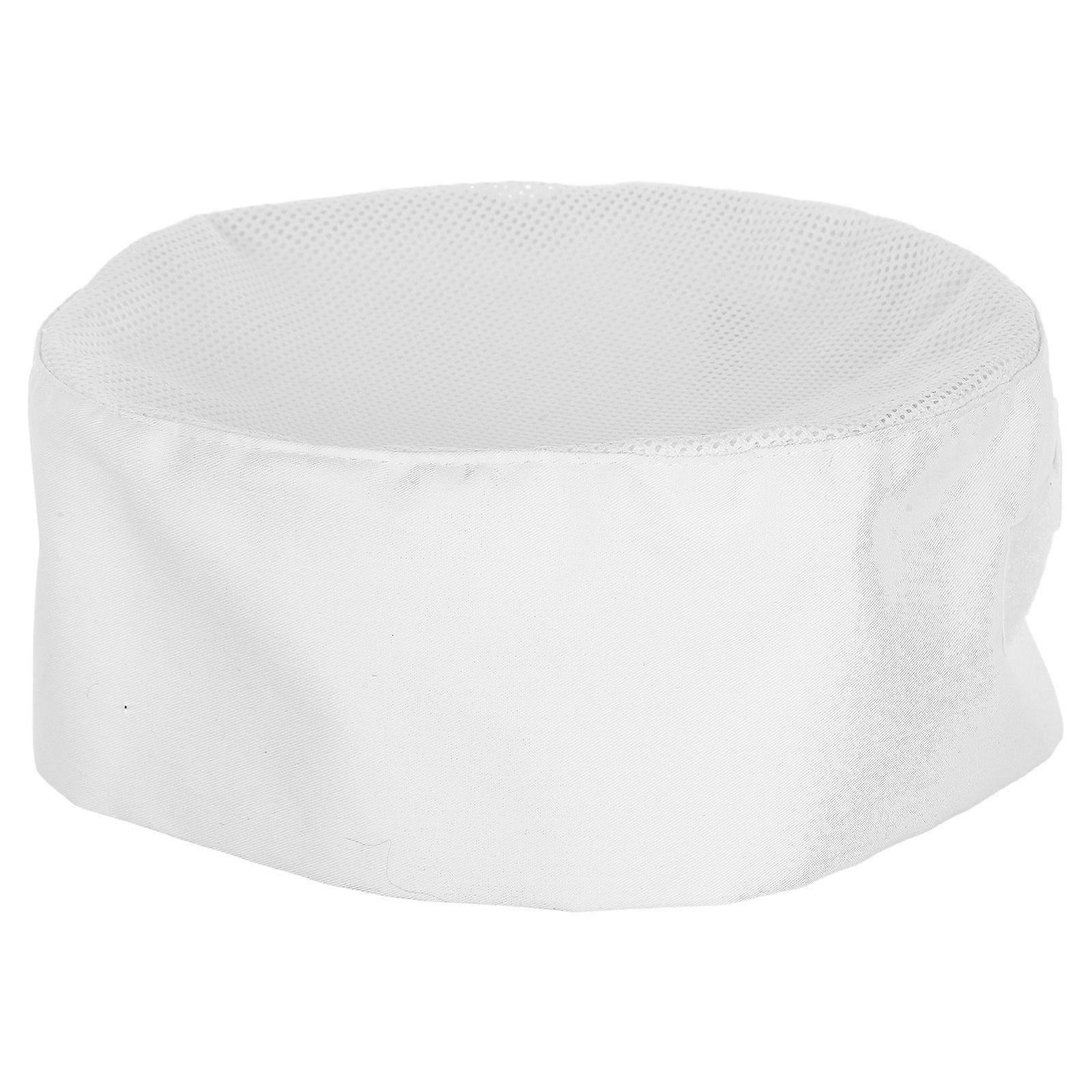 Breathable Mesh Skull Professional Catering Chefs Hat with Adjustable Strap - One Size (White)