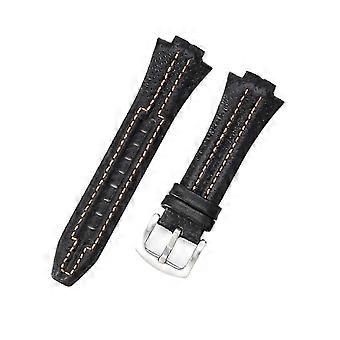 Black Orange Steel K2 Leather Watch Strap for Seiko Sportura SNL029P2 SNL021P1 SNA595P2 SNL017P1 Models - Ref 5072