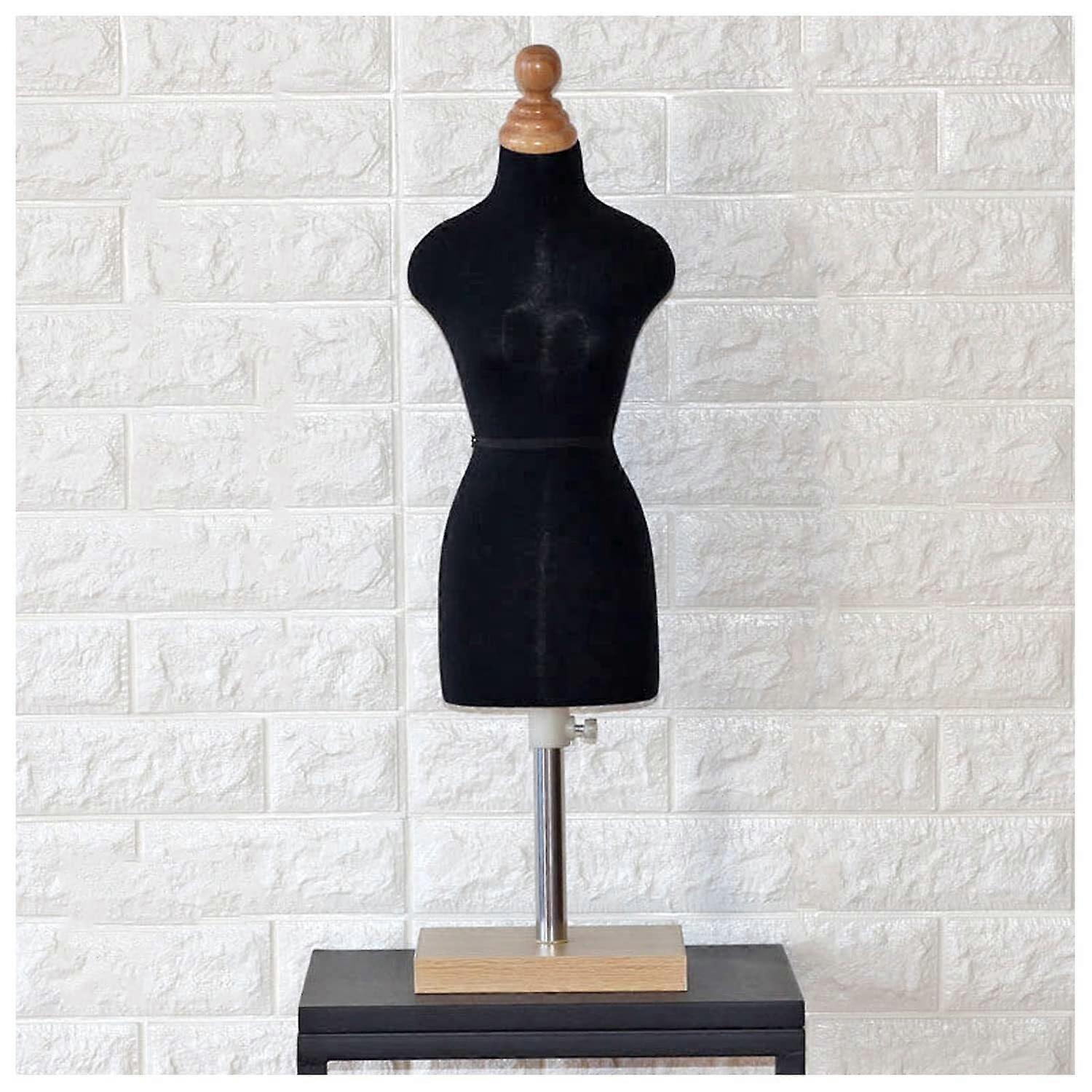 Adjustable Child Mannequin Torso with Solid Base for Sewing and Clothing Display, Black Half Scale