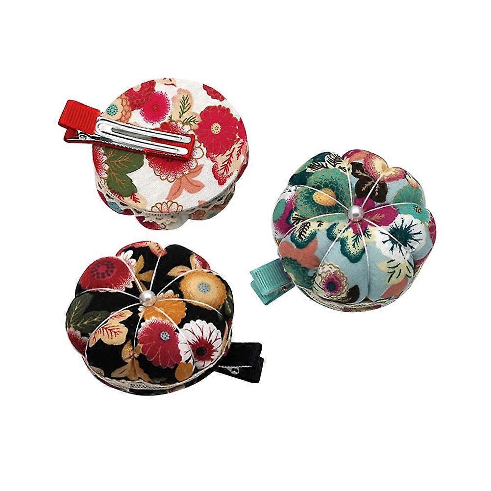 Sewing Pin Cushion 3Pcs Needle Cushion for Storage Pumpkin Clip Type