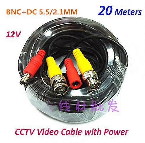 20m CCTV Camera Cable Video+Power BNC DC Plug and Play for Security DVR Systems
