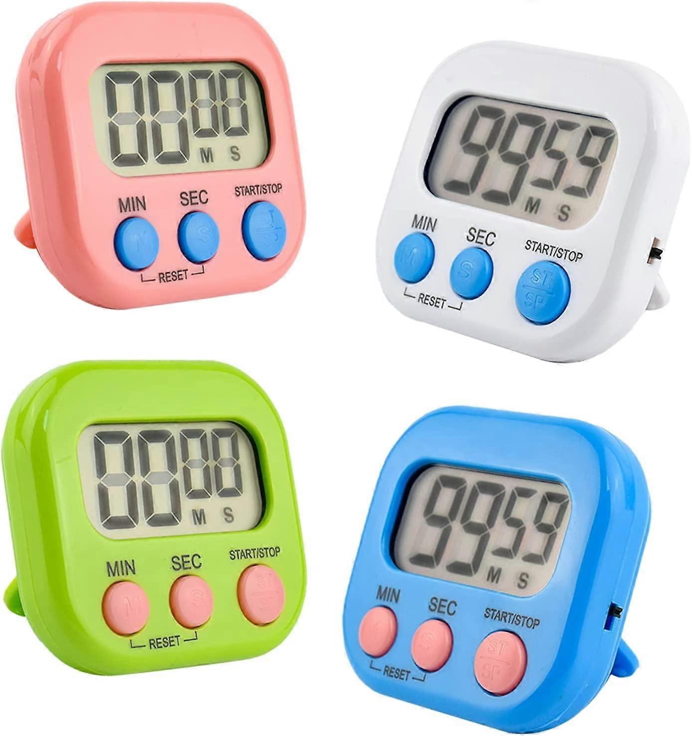 4-Piece Multi-Function Electronic Timer,Cooking,Suitable for Kitchen, Study,(not Including Battery)