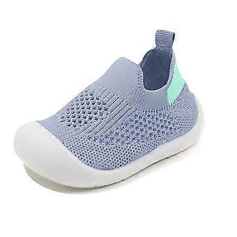 Baby Sneakers, Closed Toe, Non-Slip Soft Sole, Breathable Mesh, First Walking Shoes for 12–18 Months, Light Gray