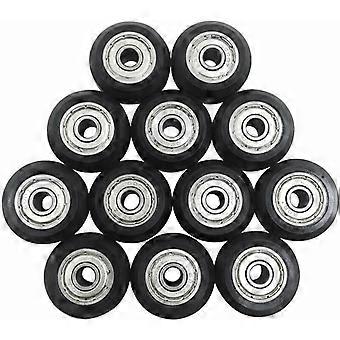 12pcs Large Plastic Pulleys with Perlin Bearings for 3D Printer, Compatible with CR-10, CR-10S, Hybrid CNC Router Black