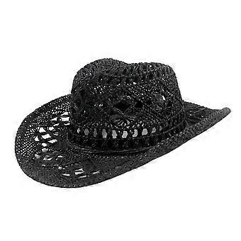 Cappello da cowboy unisex, classico vintage, traforato, con bordo arricciato e tesa larga, ideale per la pesca e per proteggersi dal sole.