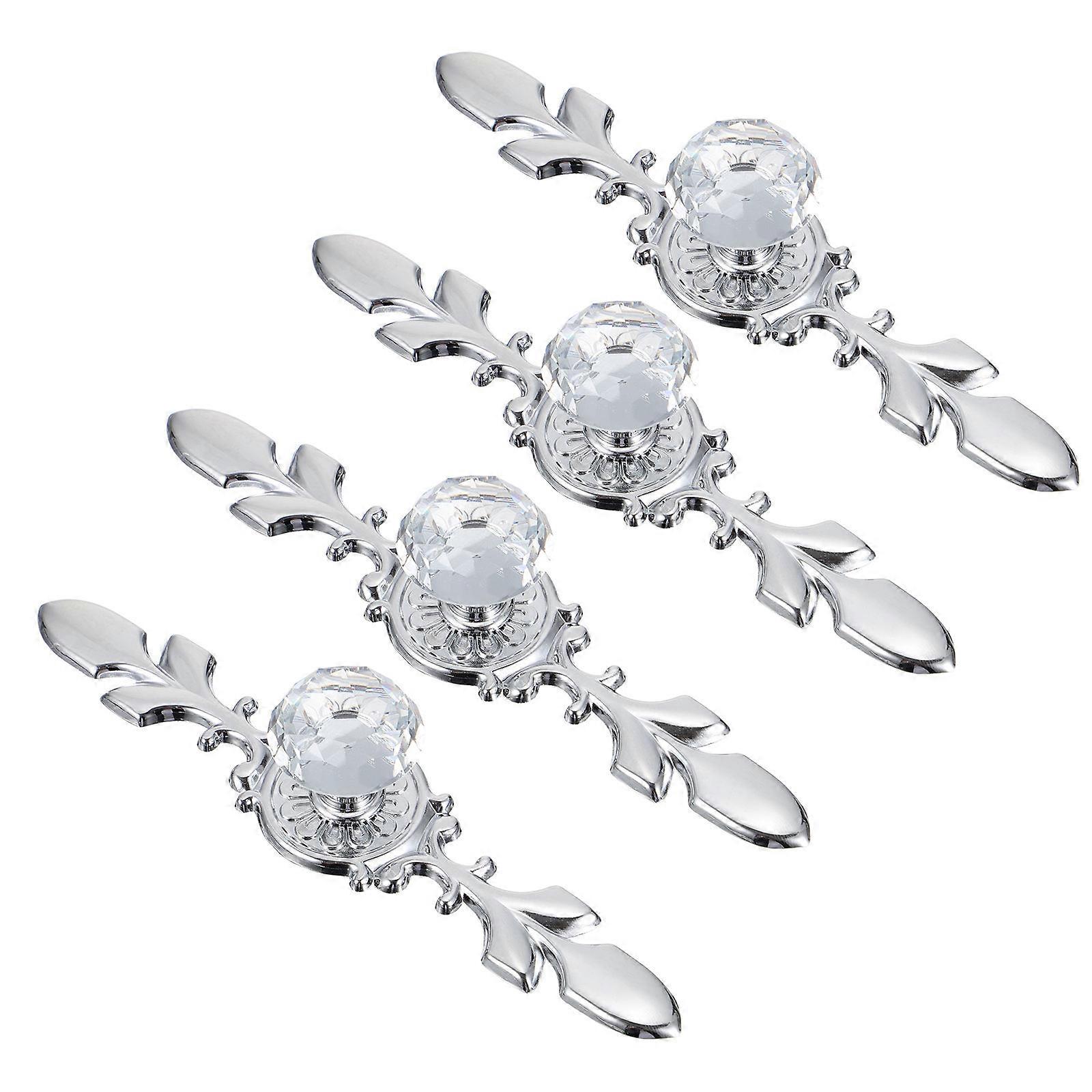 Silver Crystal Door Knobs for Cupboard Durable Wardrobe 8Pcs