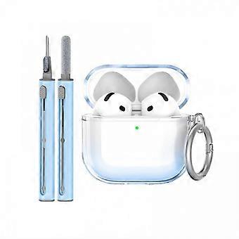 TPU Protective Case Compatible with Apple AirPods 4 with Cleaning Stylus and Keychain (Blue) Color: Azul MC1
