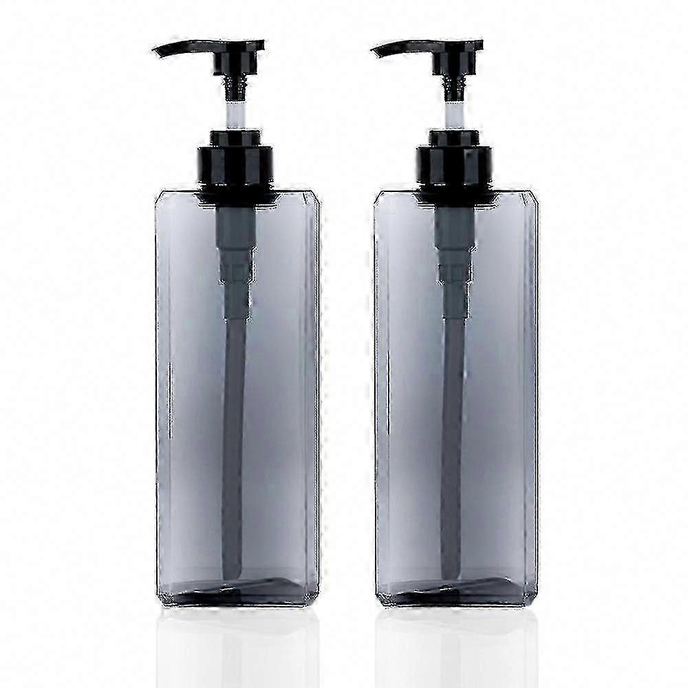 2-Pack 1000ml Refillable Square Pump Dispenser Bottles