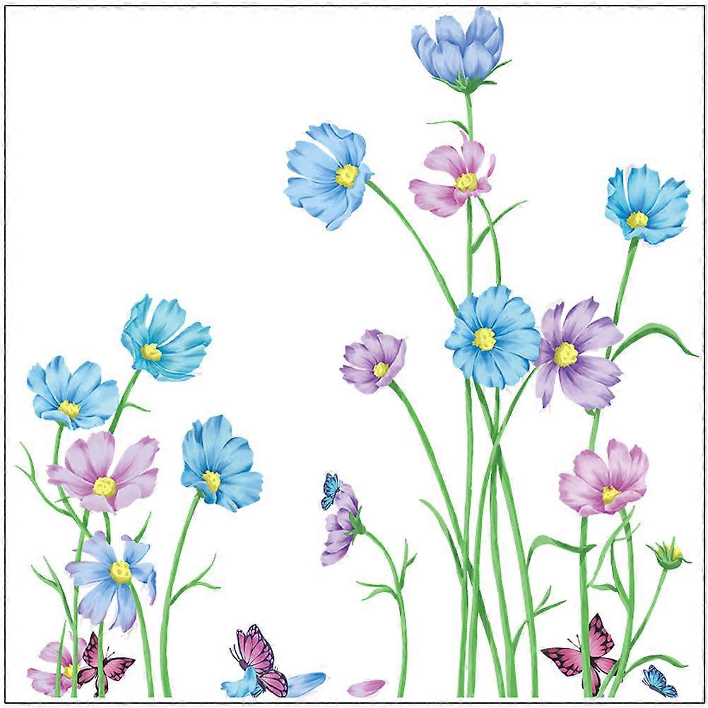 Removable Flower Wall Decal 4 Sets Rectangular Wall Sticker For Study Room Dining Room Unique Decorative Design
