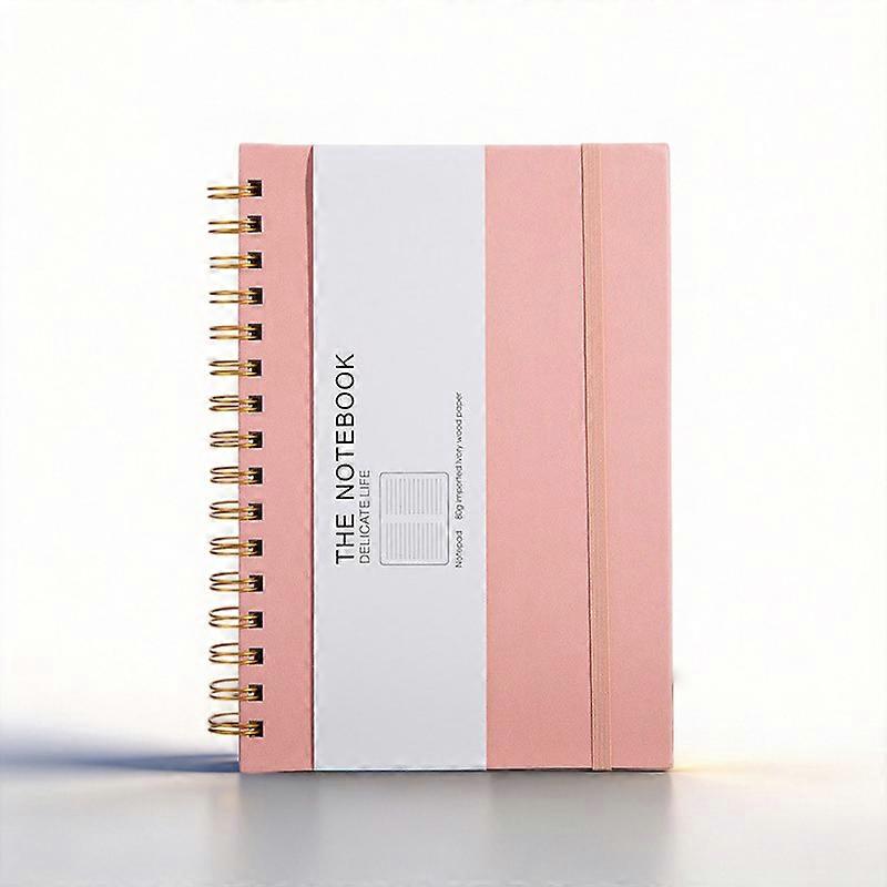 Noteory 200-Page Thick Leather-Bound Spiral-Bound Notebook (Pink)Convenient Notebook For Office And Study
