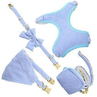 Dog Harness for Small Dogs Sky-Blue 2Sets with Collar and Poop Bag Holder