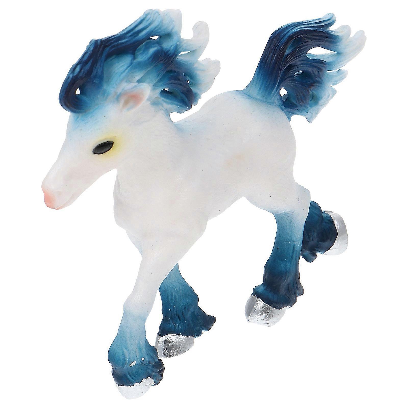 Indoor Unicorn Decor Blue Solid Plastic Model for Decoration 3Pcs