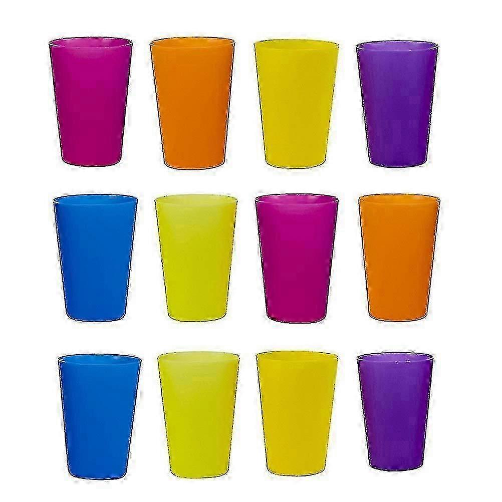 12-Piece Assorted Plastic Teeth Wash Cups - No Cover, Solid Colors