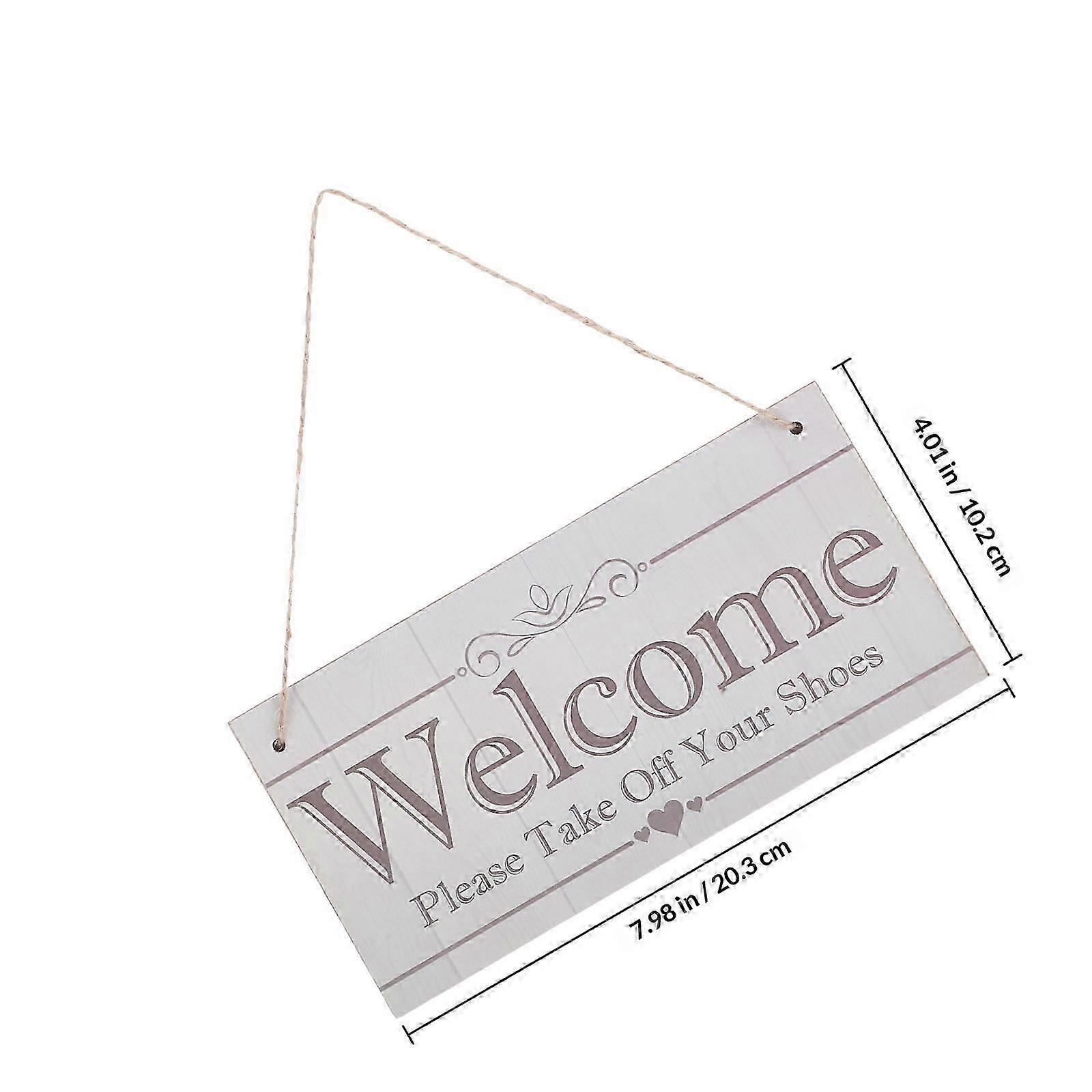 Rectangular Wooden Welcome Hanging Sign, Light Grey, 1Pc