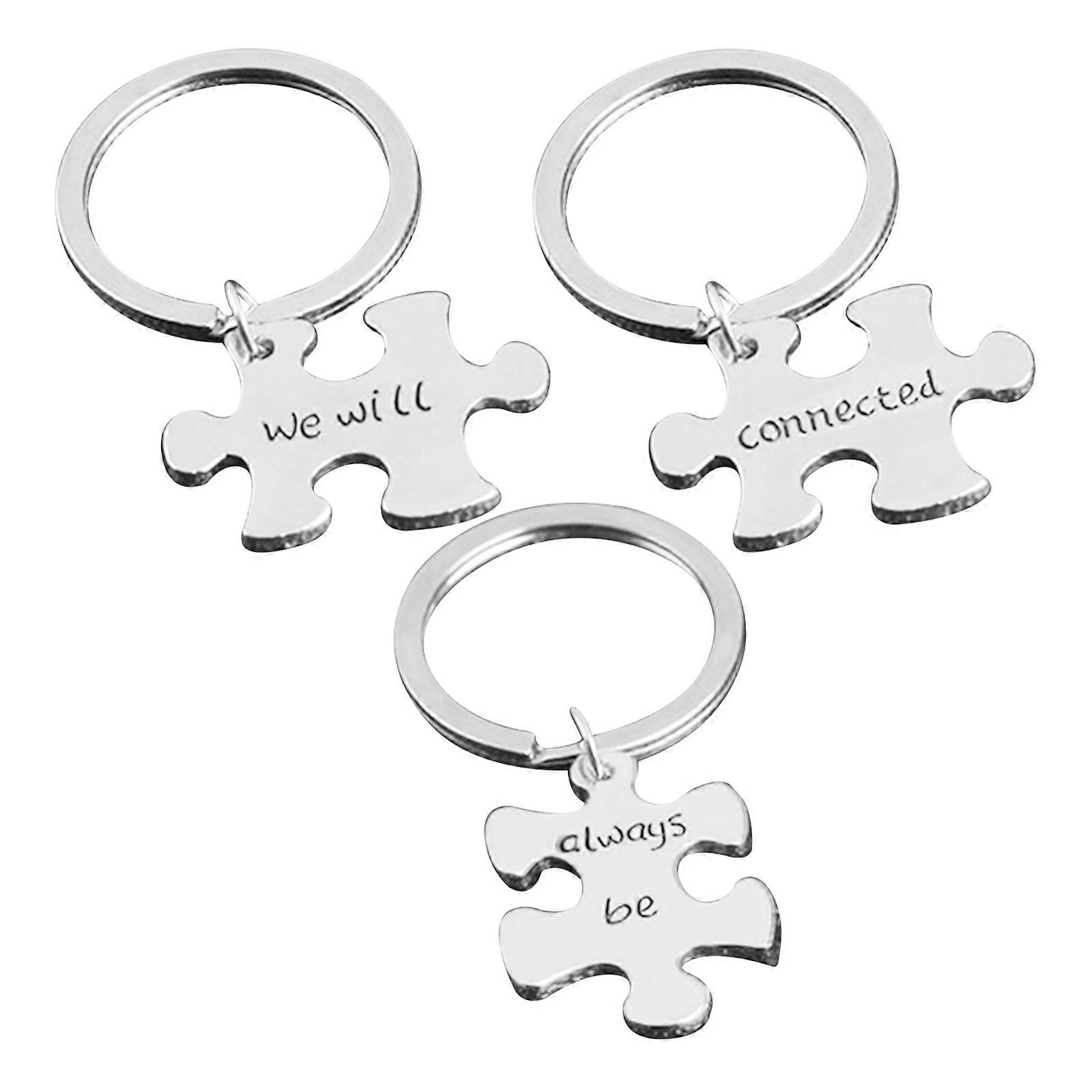 Puzzle Keychains Set We Will Always Be Connected for Hanging Keys 3Pcs
