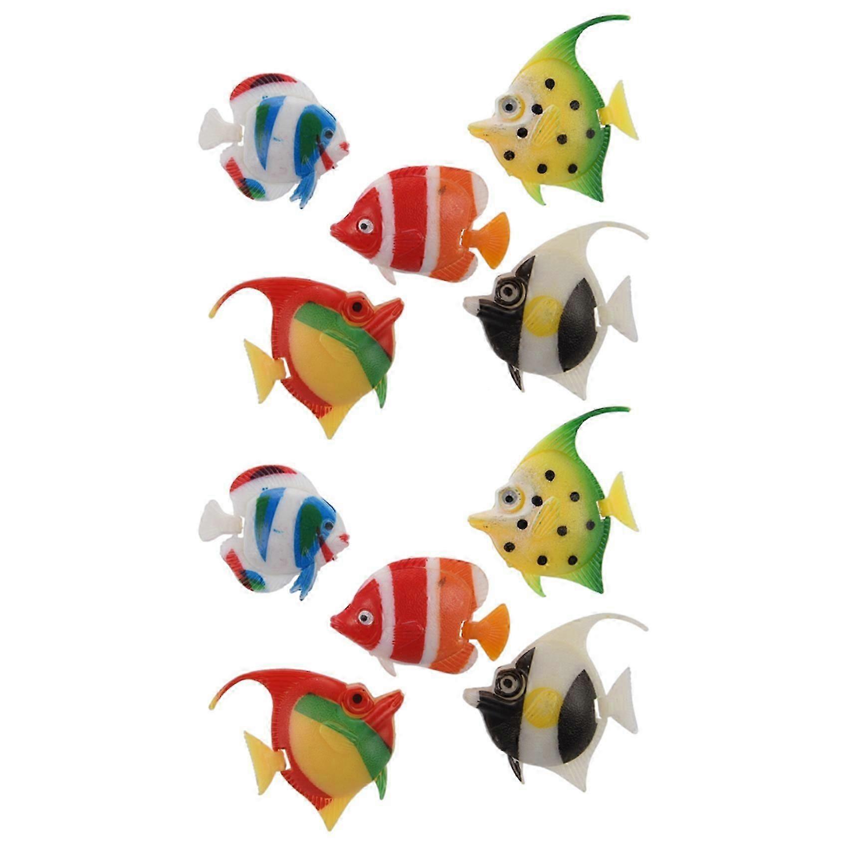 Artificial Multi-Colored Plastic Fish Ornament 10Pcs for Aquarium
