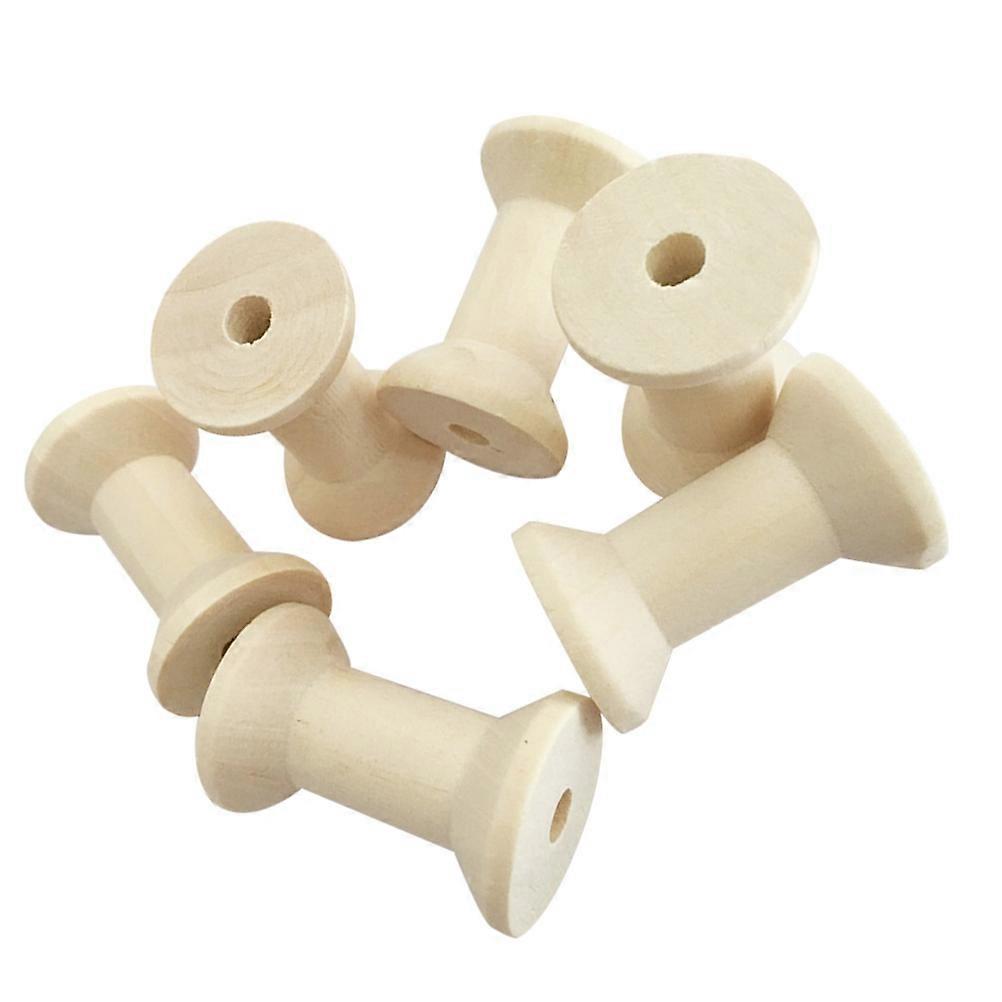 Wooden Thread Spool for Thread Mini Natural Bobbin Rollers 20Pcs Craft Set