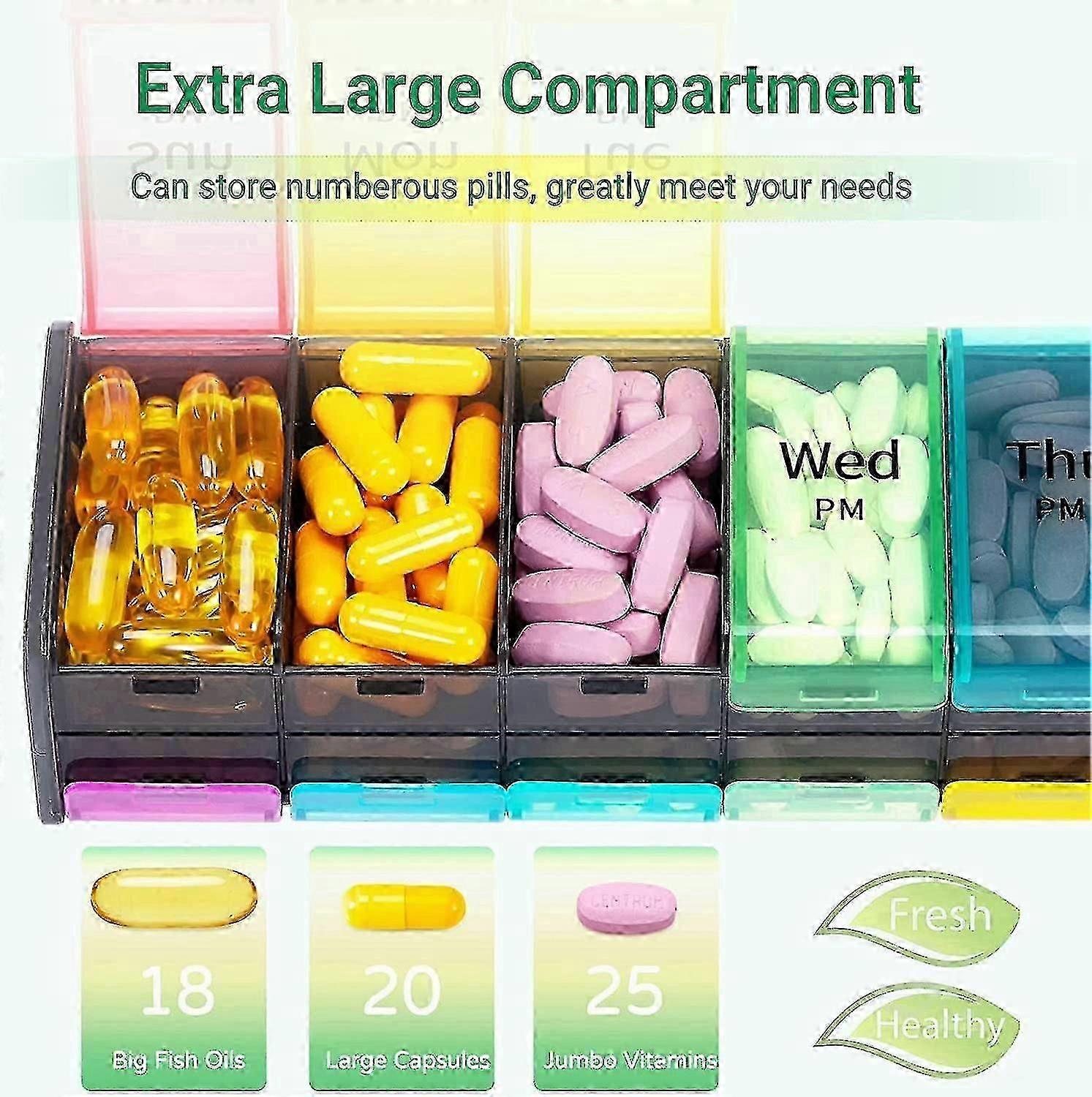 extra large pill box 7 day with 14 compartments