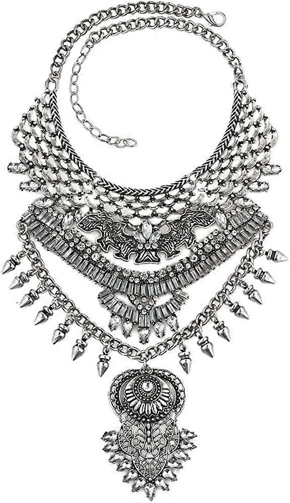 Nappa lunga Chunky Boho Coin Statement Collana per le donne