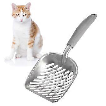 Metal Cat Litter Scoop for Pets Usage with Durable Long Handle Grey